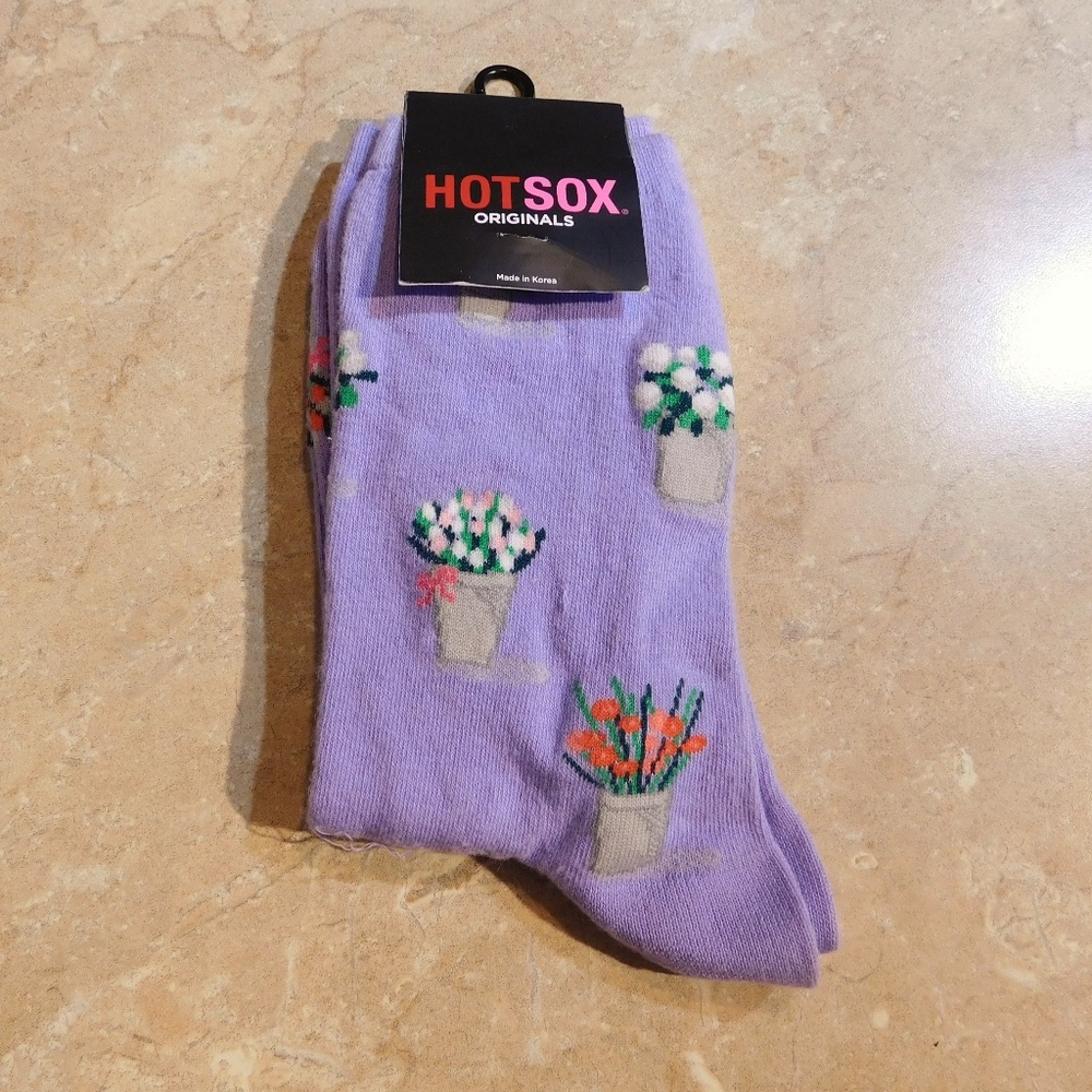 HOTSOX Purple FLOWERS Print Cotton Blend Socks